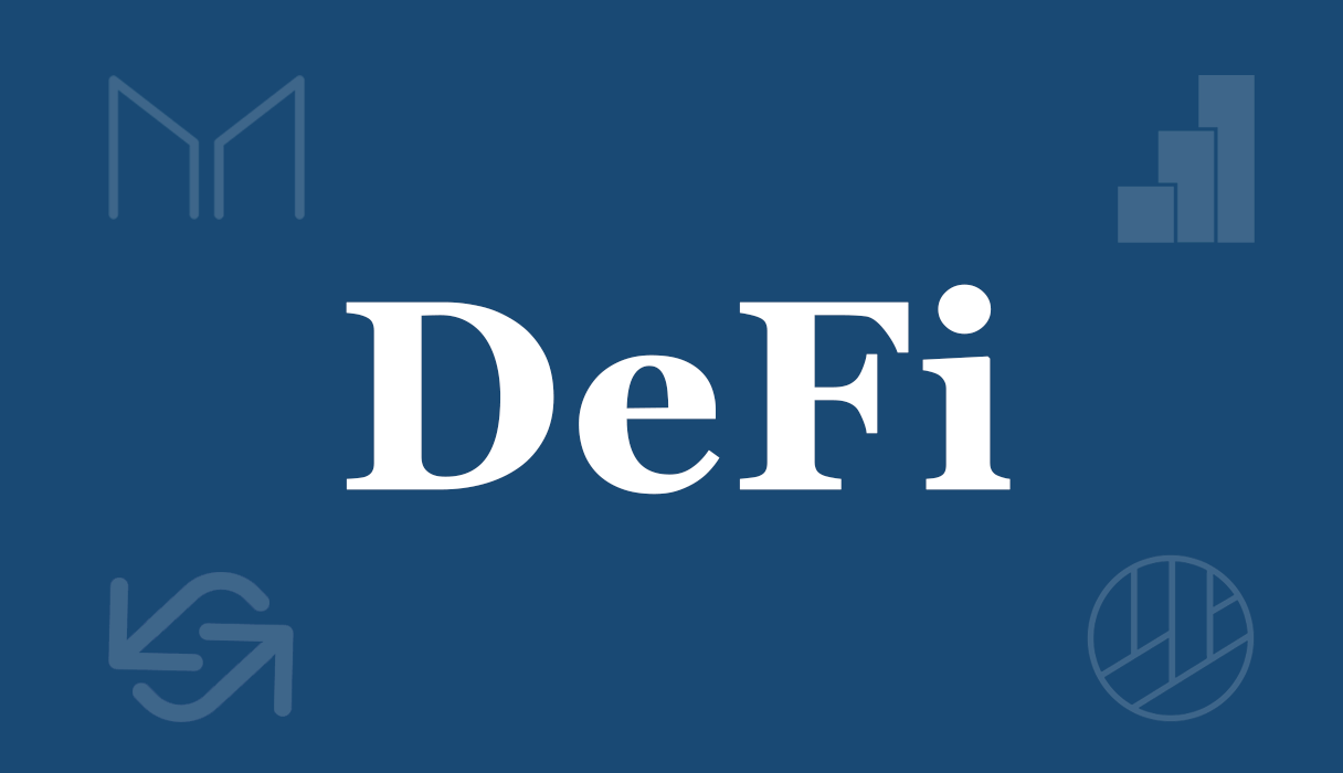 Yearn.Finance vs. DFI.Money Defi text in white on blue background